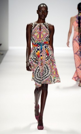 Colorful Tribal Print Dress with Bright, Juxtaposing, Sash